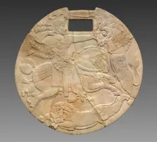 Sasanian King Hunting Lions, late 300s. Creator: Unknown
