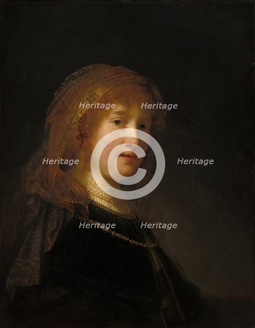 Saskia van Uylenburgh, the Wife of the Artist, probably begun 1634/1635 and completed 1638/1640. Creator: Rembrandt Harmensz van Rijn.