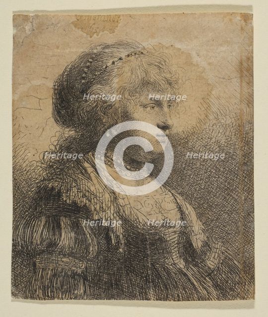 Saskia with Pearls in Her Hair, 1634. Creator: Rembrandt Harmensz van Rijn.