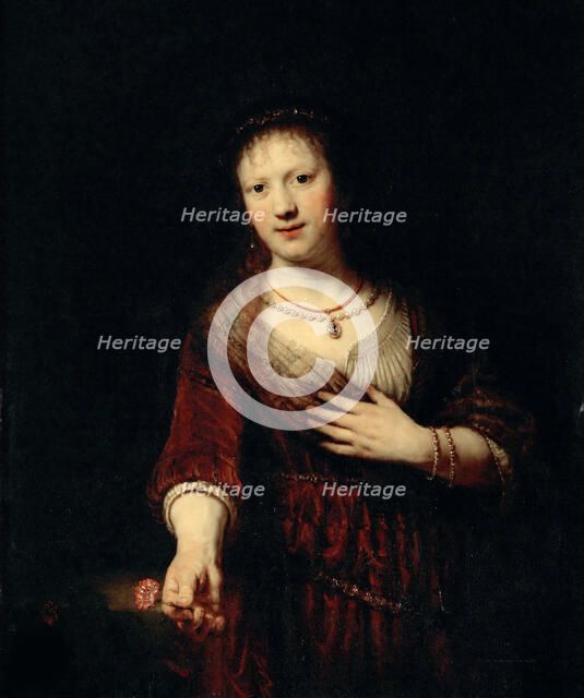 Saskia with the red flower, 1641. Creator: Rembrandt van Rhijn (1606-1669).