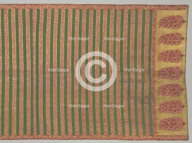 Sash with flora and banded field, 1700s. Creator: Unknown.