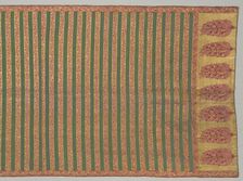 Sash with flora and banded field, 1700s. Creator: Unknown