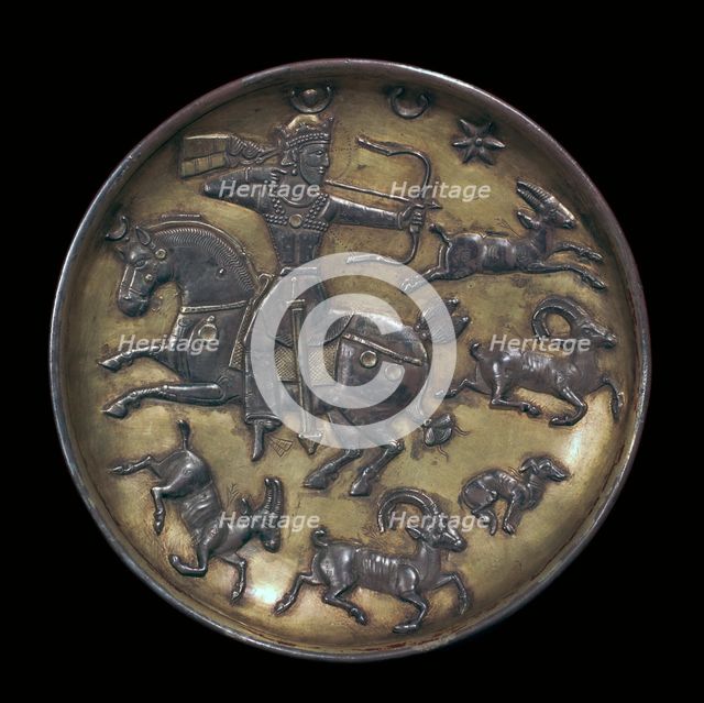 Sassanian dish showing King Ardashir III hunting. Artist: Unknown