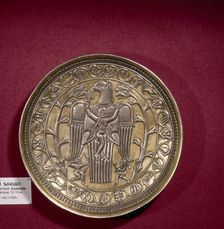 Sassanian Silver-Gilt Dish of Goddess and Bird, 6th-7th century