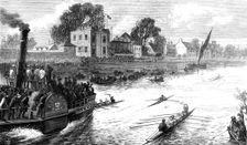 Scullers race for the Championship of the Thames: the finish, 1874. Creator: Unknown
