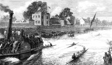 Scullers race for the Championship of the Thames: the finish, 1874. Creator: Unknown