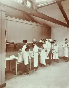 Scullery practice, Sailors Home School of Nautical Cookery, London, 1907