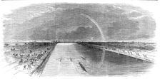 Sculling match for £250 between Kelley, Chambers, and Cooper...Eau Brink Cut, King’s Lynn, 1865. Creator: Unknown