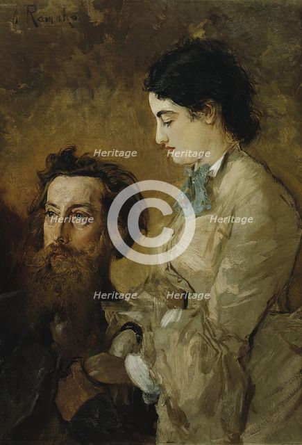 Sculptor Reinhold Begas with his wife Margarethe, 1869-1870. Creator: Anton Romako.