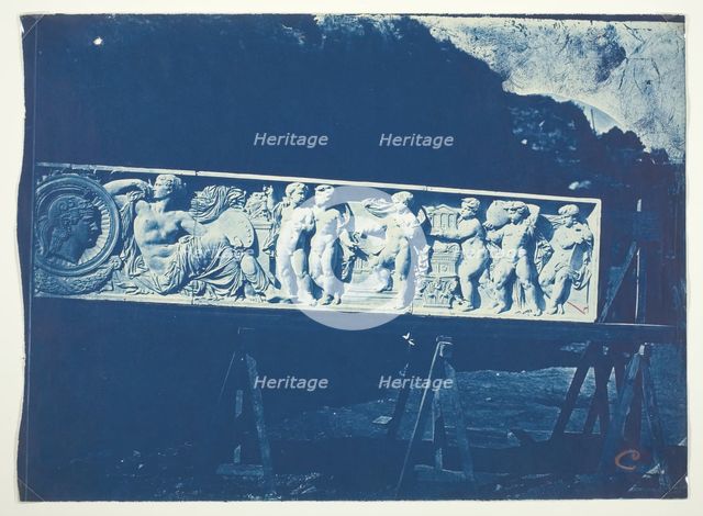 Sculptural Frieze by Cavelier, Minerva Surrounded by the Muses of the Arts, c. 1868. Creator: Adolphe Terris.