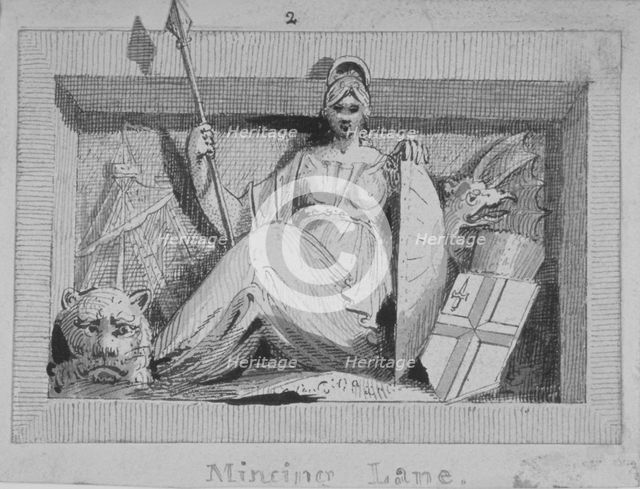 Sculptural panel in Mincing Lane, City of London, 1815.        Artist: Anon