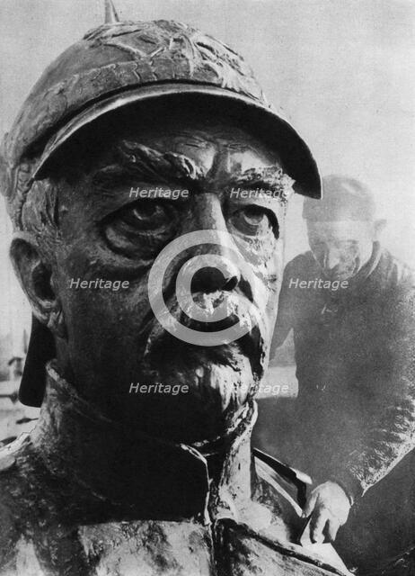 Sculpture of Otto von Bismarck, 19th century Prussian statesman, 1937.Artist: Wide World Photos