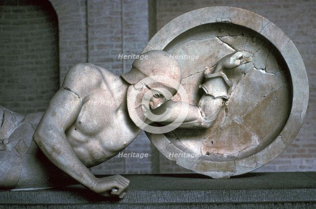 Sculpture of a fallen warrior from the Greek temple of Aphaia at Aegina, 6th century BC. Artist: Unknown