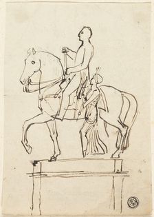 Sculpture of a Horseman Accompanied by Standing Woman, n.d. Creator: Thomas Stothard