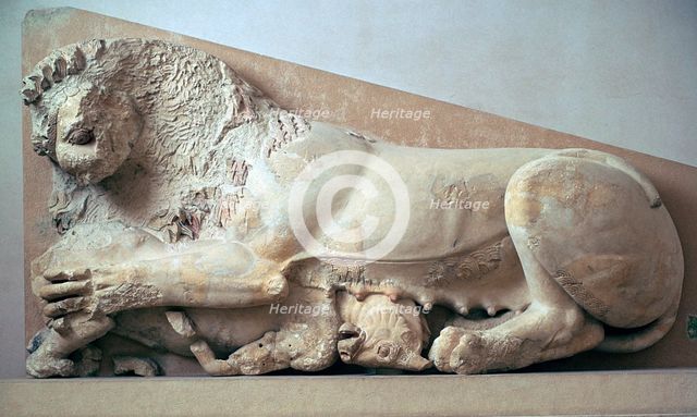 Sculpture of a lioness devouring a bull, 6th century BC. Artist: Unknown