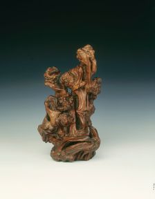 Sculpture of a man gazing at a goose, Qing dynasty, 18th century. Creator: Unknown