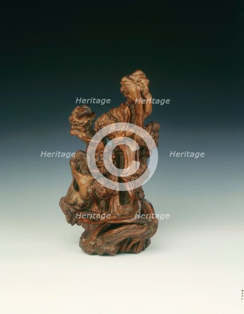 Sculpture of a man gazing at a goose, Qing dynasty, 18th century. Creator: Unknown.