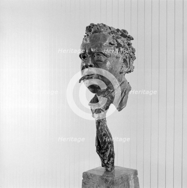 Sculpture of Dylan Thomas at the Royal Festival Hall, South Bank, Lambeth, London, c1951-1962. Artist: Eric de Maré