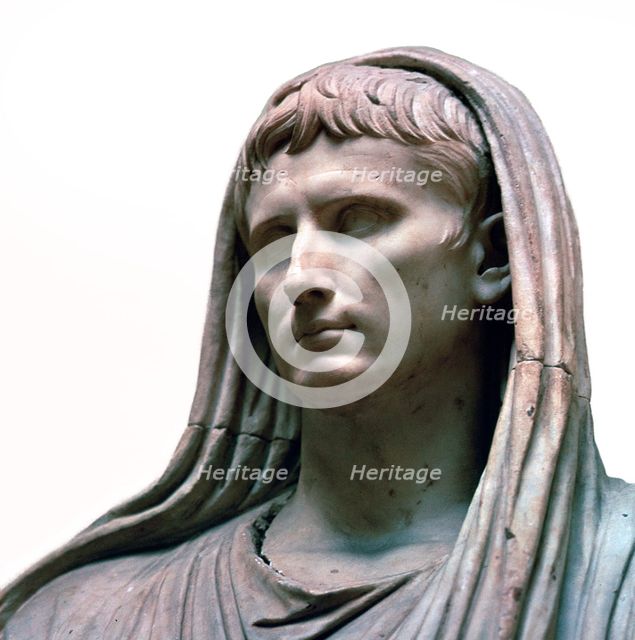 Sculpture of the Emperor Augustus as the Pontifex Maximus, 1st century BC. Artist: Unknown