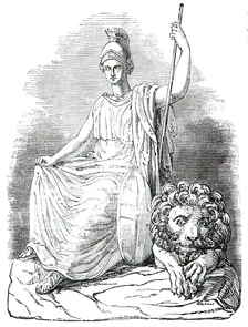 Sculpture of the New Front of Buckingham Palace - Centre, 1850. Creator: Unknown
