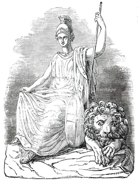 Sculpture of the New Front of Buckingham Palace - Centre, 1850. Creator: Unknown.