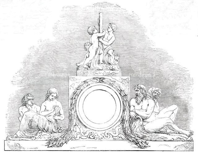 Sculpture of the New Front of Buckingham Palace - Northern Wing, 1850. Creator: Unknown.