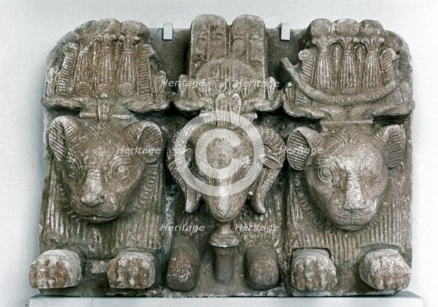 Sculpture of Three Animal Heads. Artist: Unknown