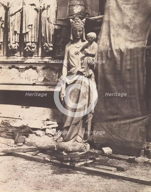 [Sculpture of Virgin and Child, Notre Dame, Paris], 1853-1854. Creator: Auguste Mestral.