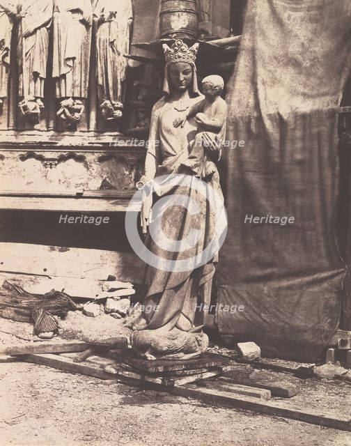 [Sculpture of Virgin and Child, Notre Dame, Paris], 1853-1854. Creator: Auguste Mestral.