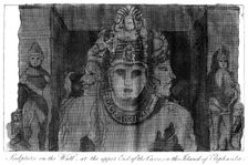 Sculpture on the Wall at the Upper End of the Cave, Island of Elephanta India, 1799