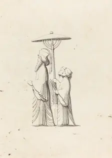 Sculpture at Persepolis, from Le Bruyn's Travels, published 1829. Creator: Maria Denman