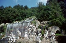 Sculpture by a cascade, Palace of Caserta, Campania, Italy. Creator: Vivienne Sharp