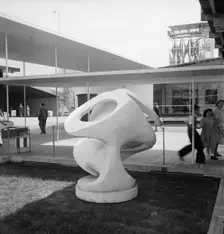 Sculpture by Barbara Hepworth, Festival of Britain site, South Bank, London, 1951. Artist: MW Parry