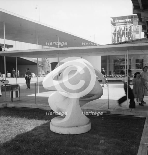 Sculpture by Barbara Hepworth, Festival of Britain site, South Bank, London, 1951. Artist: MW Parry.