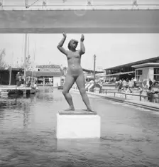 Sculpture by Karin Jonzen of a female nude, Festival of Britain, South Bank, London, 1951. Artist: MW Parry