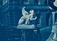 Sculpture de griffon sur un chantier à Marseille (Sculpture of a Griffin..., c. 1866-1868. Creator: Adolphe Terris