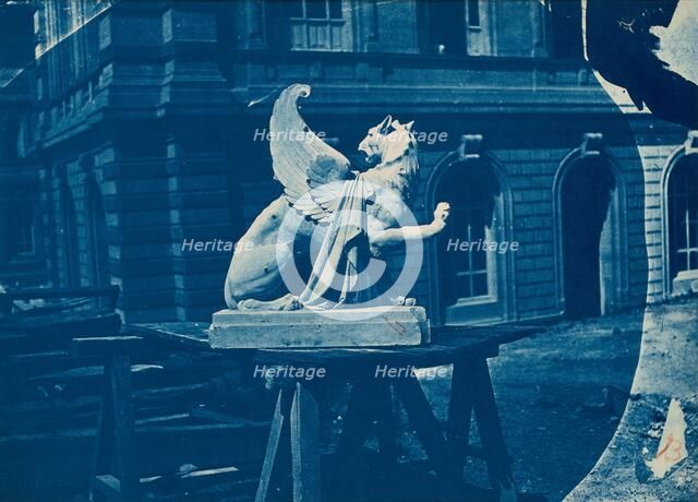 Sculpture de griffon sur un chantier à Marseille (Sculpture of a Griffin..., c. 1866-1868. Creator: Adolphe Terris.