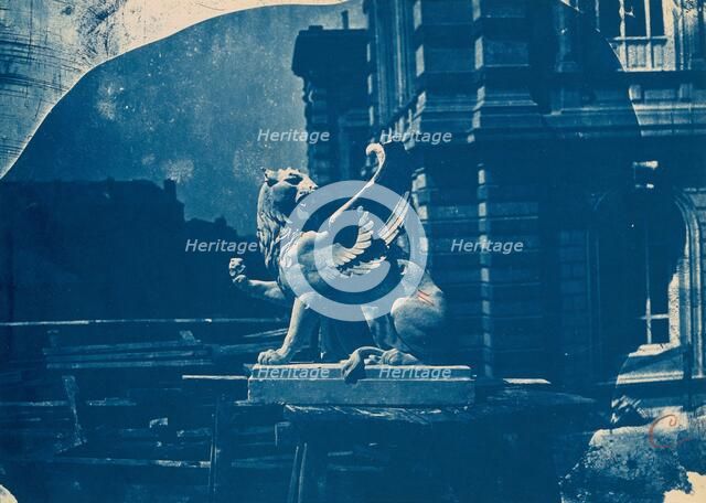 Sculpture de griffon sur un chantier à Marseille (Sculpture of a Griffin..., c. 1866-1868. Creator: Adolphe Terris.