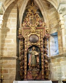 Sculpture dedicated to Saint Mark the Evangelist, Santiago Church, Betanzos, Galicia, Spain, 2000. Creator: LTL