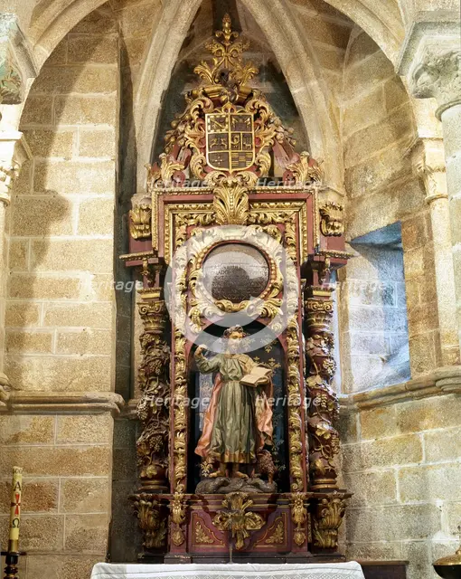 Sculpture dedicated to Saint Mark the Evangelist, Santiago Church, Betanzos, Galicia, Spain, 2000.  Creator: LTL.