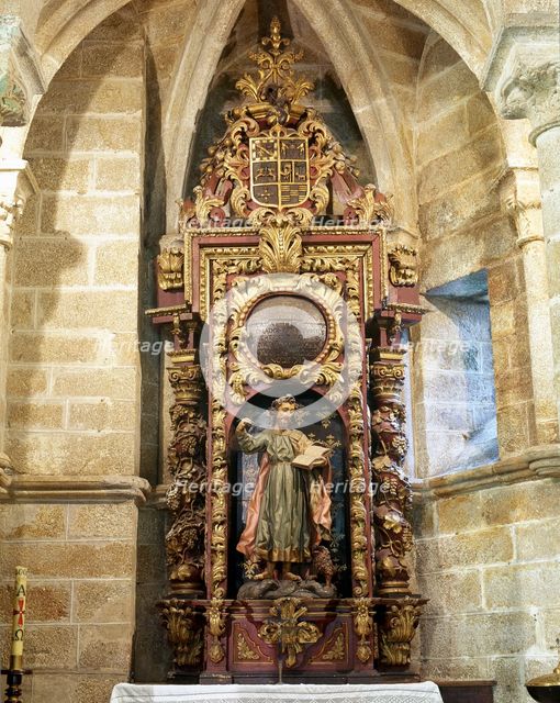 Sculpture dedicated to Saint Mark the Evangelist, Santiago Church, Betanzos, Galicia, Spain, 2000.  Creator: LTL.