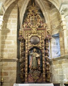 Sculpture dedicated to Saint Mark the Evangelist, Santiago Church, Betanzos, Galicia, Spain, 2000. Creator: LTL