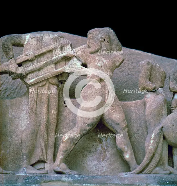 Sculpture from the pediment of the Siphnian treasury, 6th century BC. Artist: Unknown