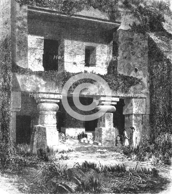 'Sculptured Entrance to one of the Kanheri Caves; Notes on the Ancient Temples of India', 1875. Creator: Unknown.