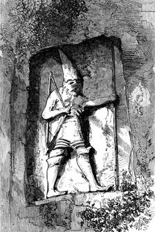 Sculptured figure at Nymphi, near Smyrna, 1880. Creator: Unknown