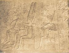 Sculptures extérieures du Sanctuaire de granit du Palais de Karnac (Ammon assurant la c..., 1849-50. Creator: Maxime du Camp