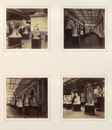 [Sculptures in Roman Court; Sacrificial Altar; Greek Sculpture Gallery; Statues in Gre..., ca. 1859. Creator: Attributed to Philip Henry Delamotte