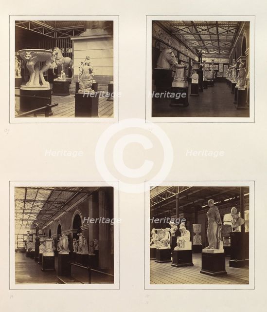 [Sculptures in Roman Court; Sacrificial Altar; Greek Sculpture Gallery; Statues in Gre..., ca. 1859. Creator: Attributed to Philip Henry Delamotte.