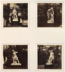 [Sculptures of Abraham Duquesne; an Ancient Briton; David with his Slingshot; a Hunter], ca. 1859. Creator: Attributed to Philip Henry Delamotte
