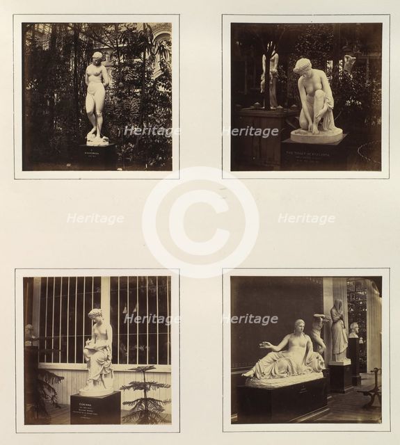 [Sculptures of Andromeda, the Toilet of Atalanta, Corinna, and a Naiad], ca. 1859. Creator: Attributed to Philip Henry Delamotte.